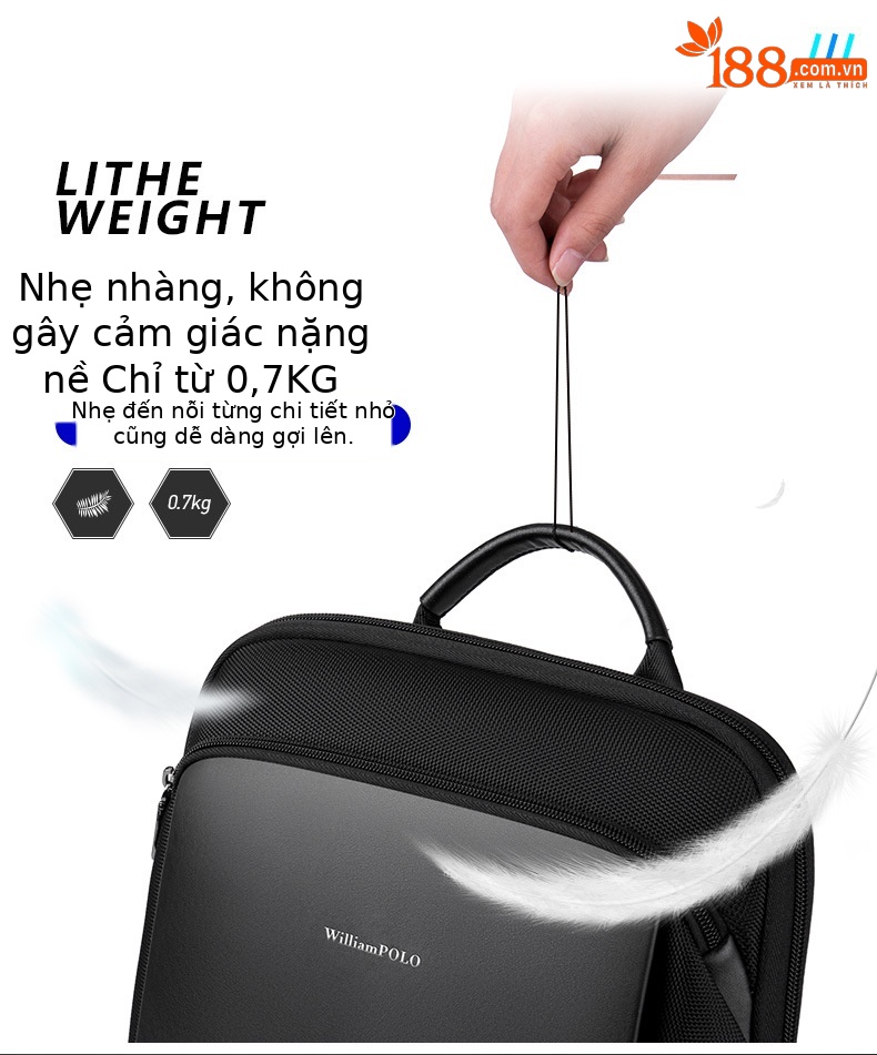Ba lô nam thể thao ngoài trời mỏng nhẹ đựng laptop 14 inch chi tiết 3