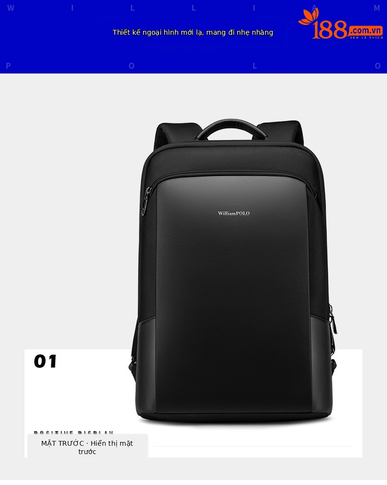 Ba lô nam thể thao ngoài trời mỏng nhẹ đựng laptop 14 inch chi tiết 13