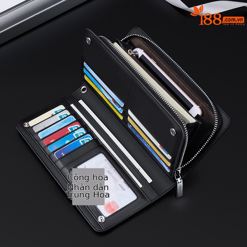 Ví dài nam da đa năng chống trộm dung lượng lớn nhiều ngăn thẻ