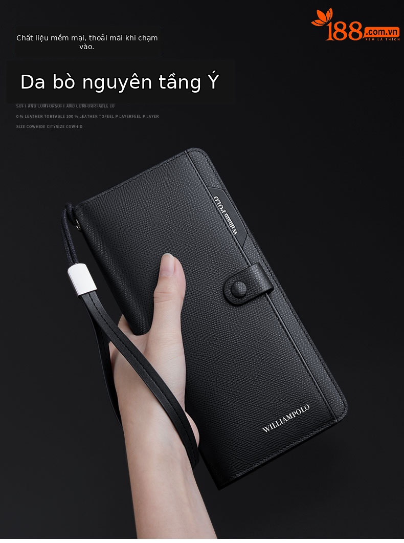 Ví dài nam da đa năng chống trộm dung lượng lớn nhiều ngăn thẻ chi tiết 2