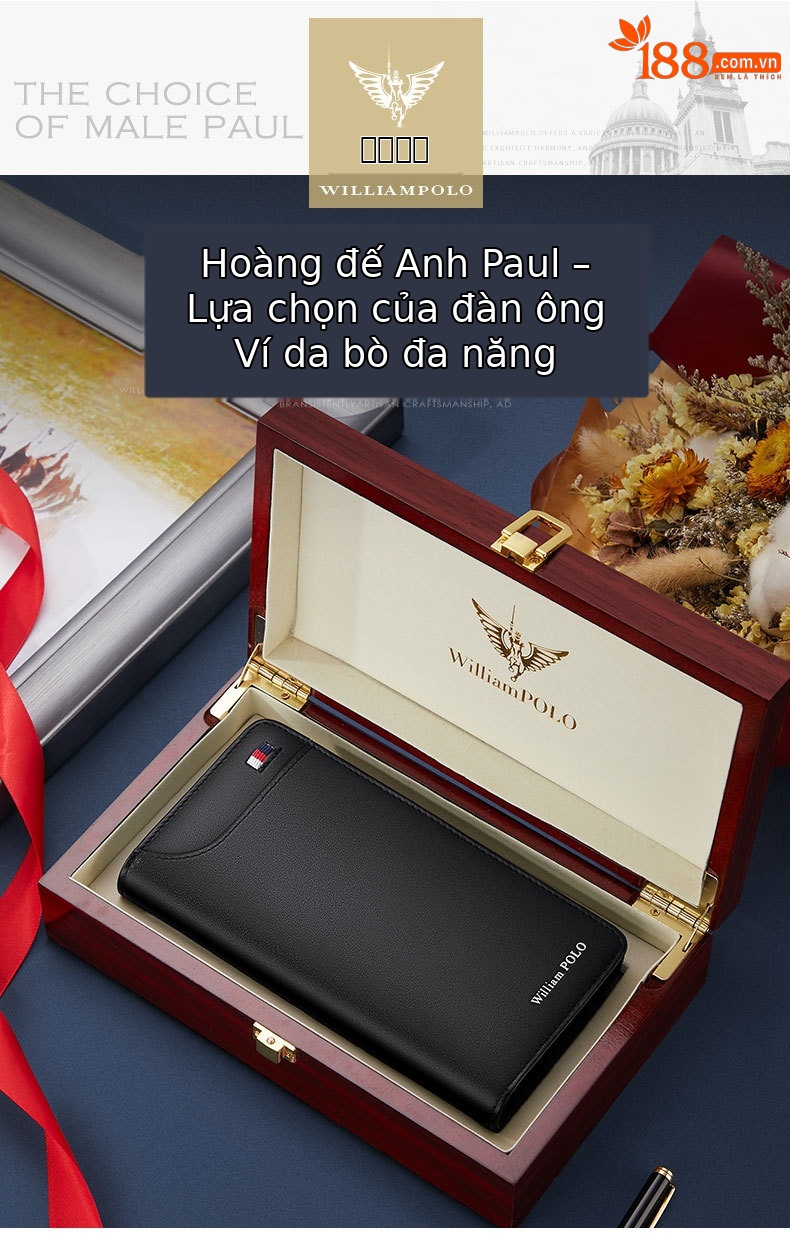 Ví nam da bò thật dài kéo dây cầm tay đa năng chi tiết 1