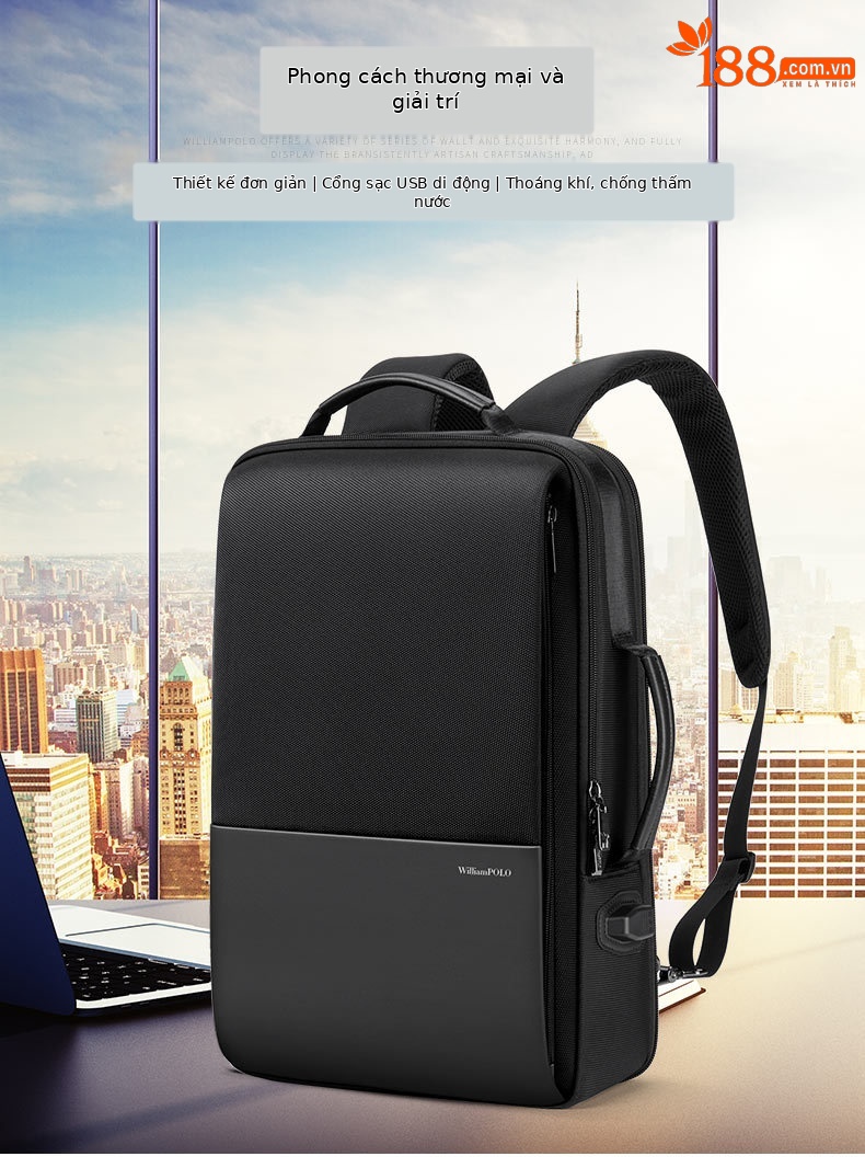 Ba lô Emperor Paul nam chống thấm dung tích lớn đựng laptop 17 inch chi tiết 3