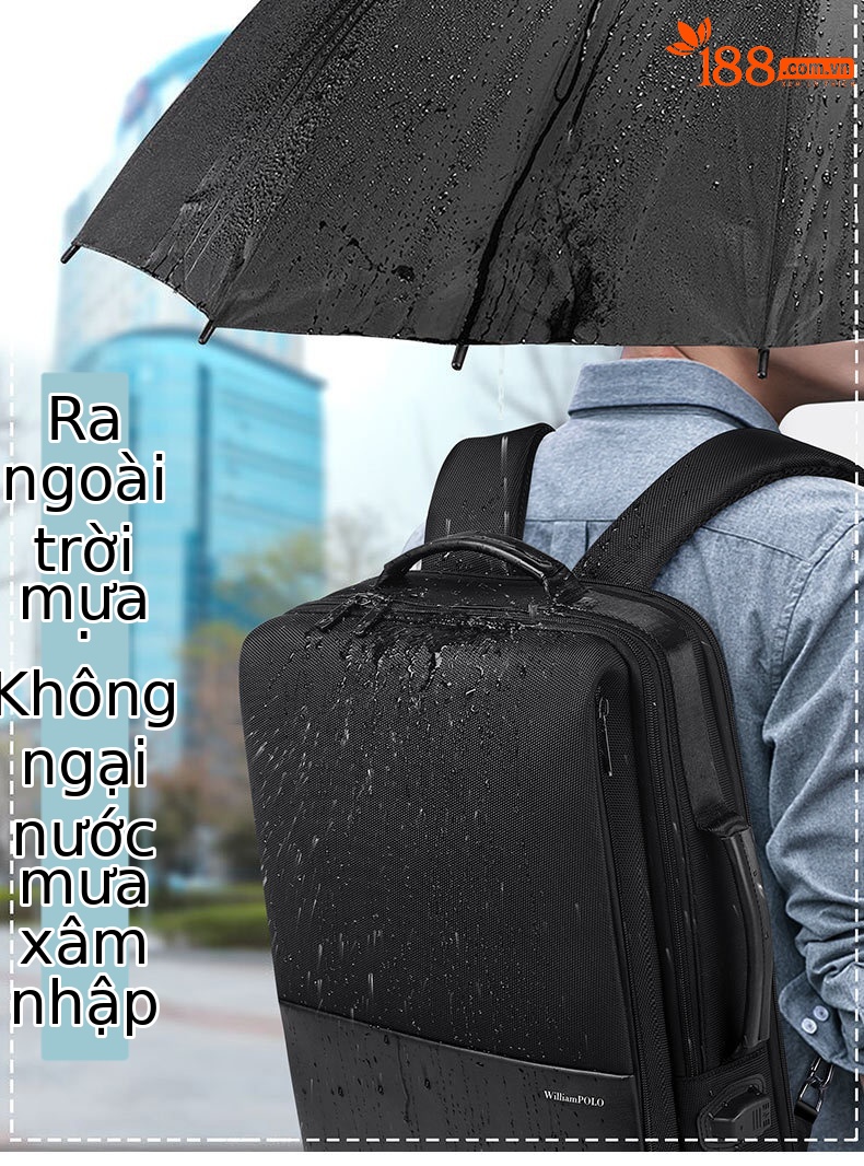 Ba lô Emperor Paul nam chống thấm dung tích lớn đựng laptop 17 inch chi tiết 6