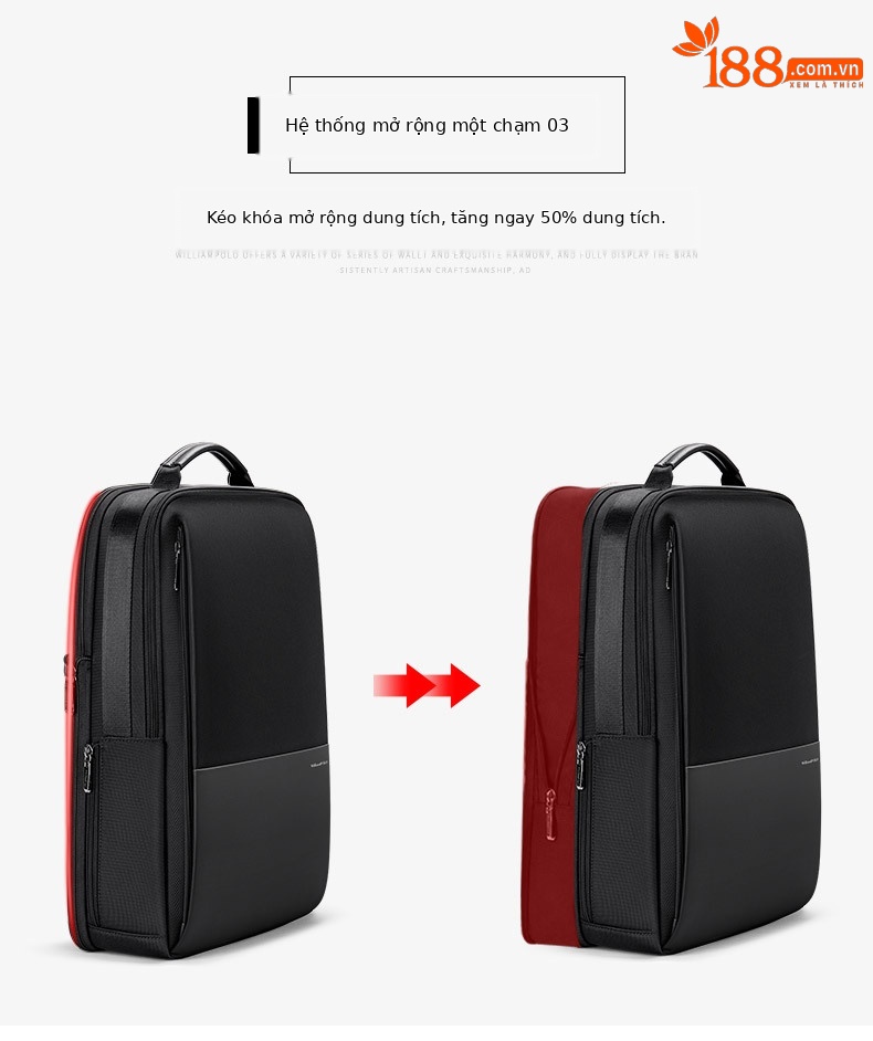 Ba lô Emperor Paul nam chống thấm dung tích lớn đựng laptop 17 inch chi tiết 7