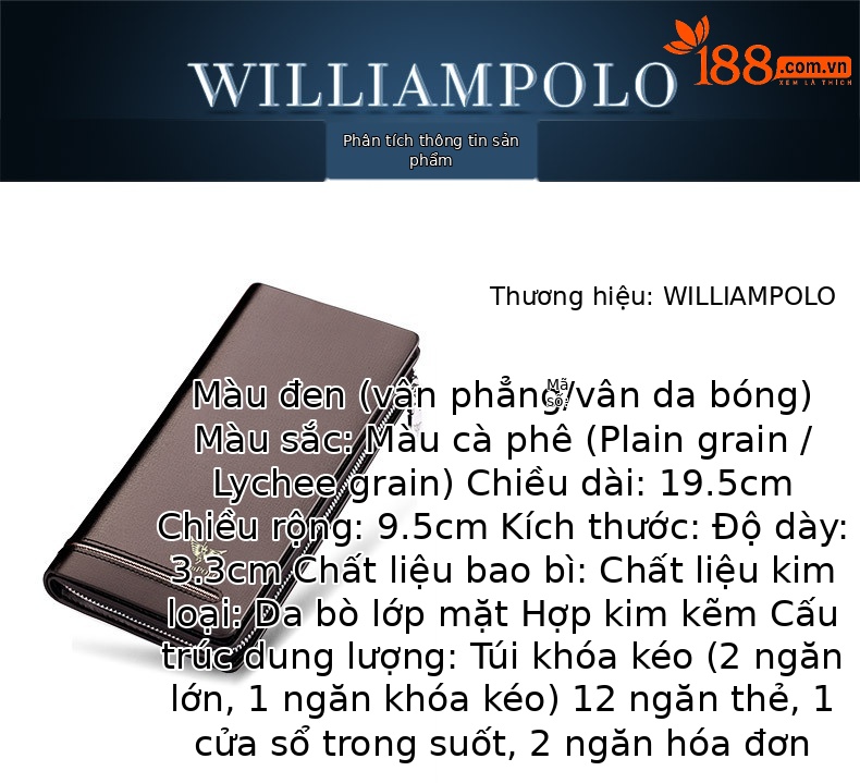 Ví da nam dài đa năng có khóa kéo chống trộm Emperor Paul chi tiết 3