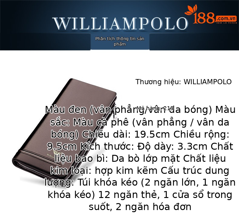 Ví da nam dài đa năng có khóa kéo chống trộm Emperor Paul chi tiết 30