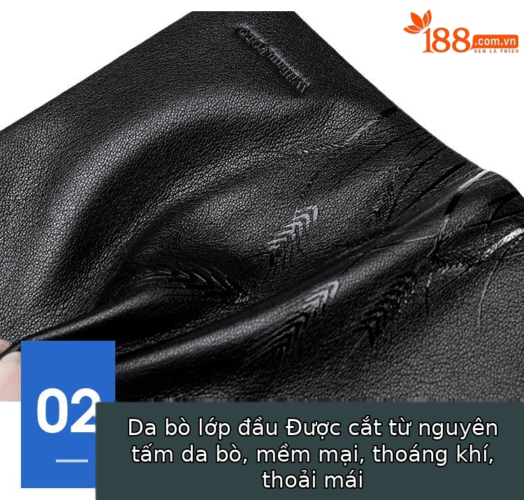 Ví da bò Emperor Paul cho nam, kiểu dài nhiều khe thẻ, phong cách thời trang chi tiết 15