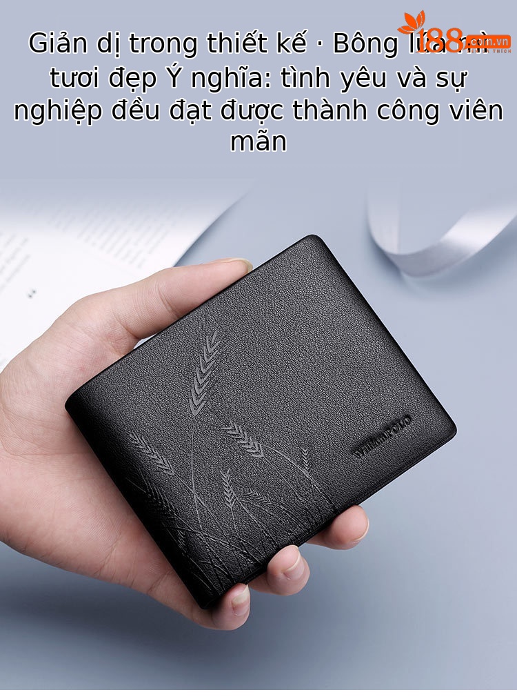 Ví da bò Emperor Paul cho nam, kiểu dài nhiều khe thẻ, phong cách thời trang chi tiết 18