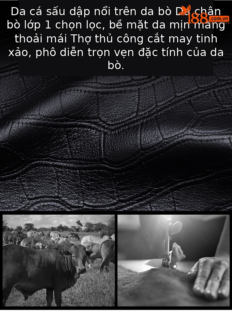 Ví da nam dài nhiều khe thẻ vân cá sấu Emperor Paul – cầm tay khóa kéo 35 khe chi tiết 4
