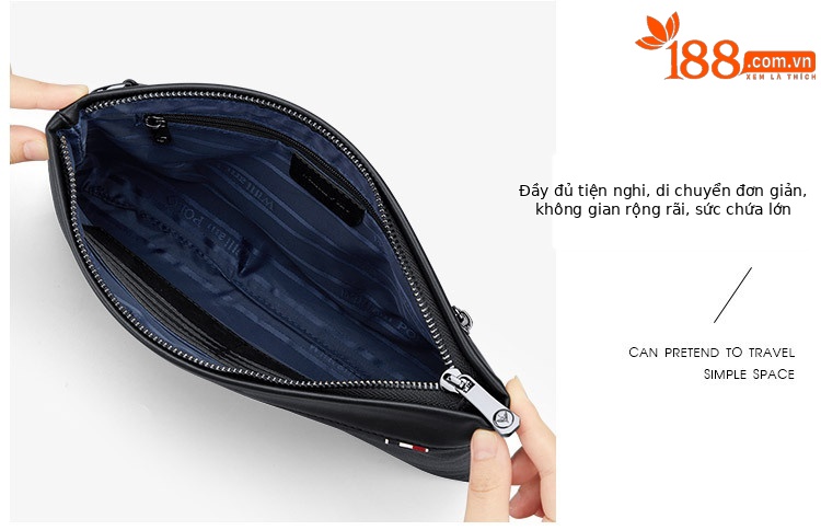 Túi clutch nam da bò thật phong cách doanh nhân, kiểu phong bì cầm tay, gọn nhẹ chi tiết 3
