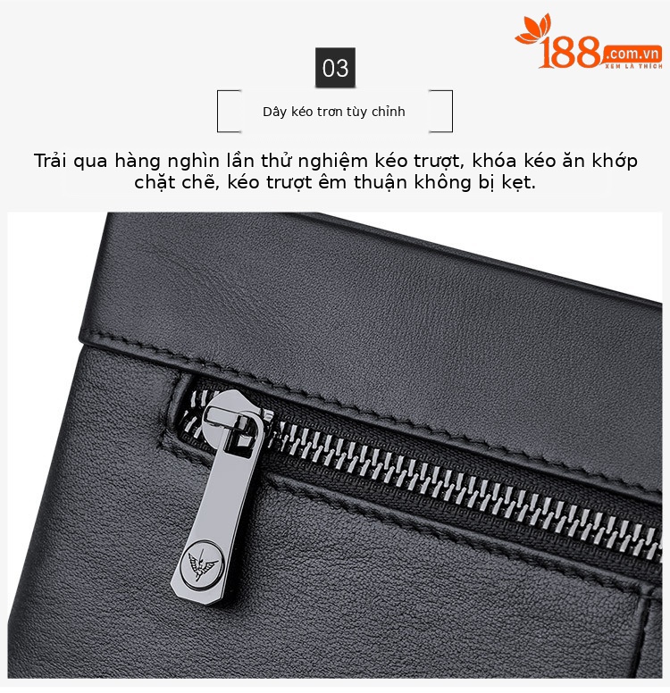 Túi clutch nam da bò thật phong cách doanh nhân, kiểu phong bì cầm tay, gọn nhẹ chi tiết 7