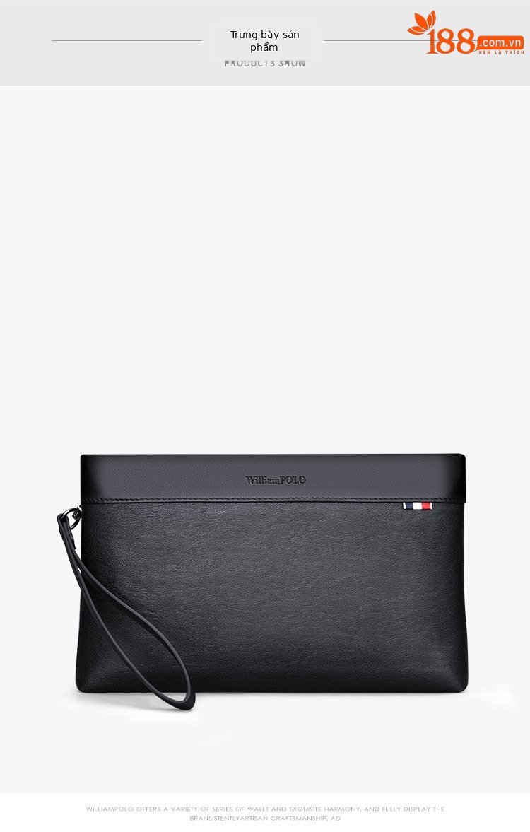 Túi clutch nam da bò thật phong cách doanh nhân, kiểu phong bì cầm tay, gọn nhẹ chi tiết 9