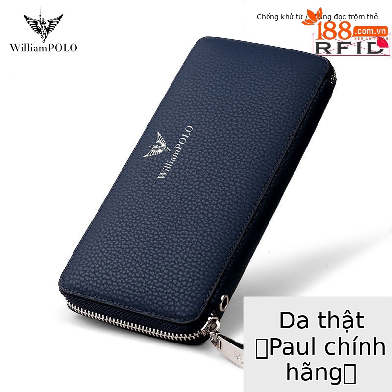 Ví da bò dài nam nhiều khe thẻ Hoàng Đế Paul