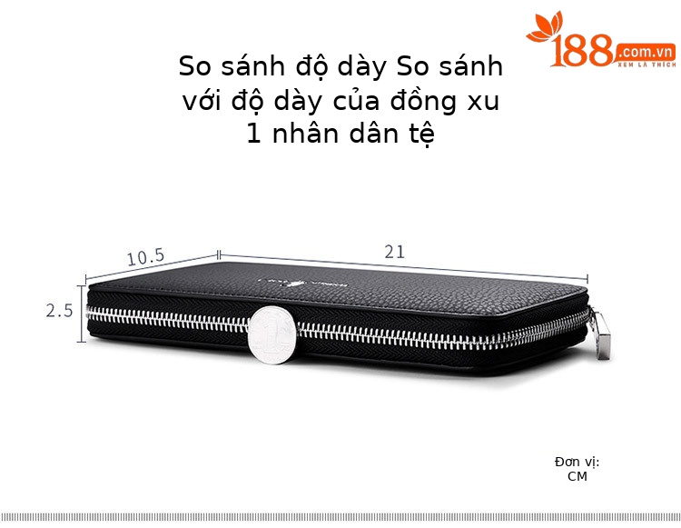 Ví da bò dài nam nhiều khe thẻ Hoàng Đế Paul chi tiết 4