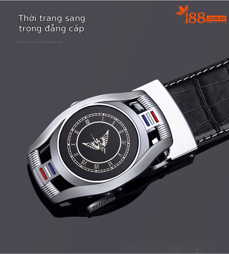 Thắt lưng da nam khóa tự động phong cách Hàn Quốc da bò cá tính dễ phối — 120cm, 130cm, 100cm, 110cm chi tiết 2