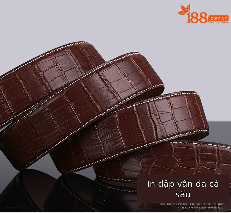 Thắt lưng da nam khóa tự động phong cách Hàn Quốc da bò cá tính dễ phối — 120cm, 130cm, 100cm, 110cm chi tiết 5