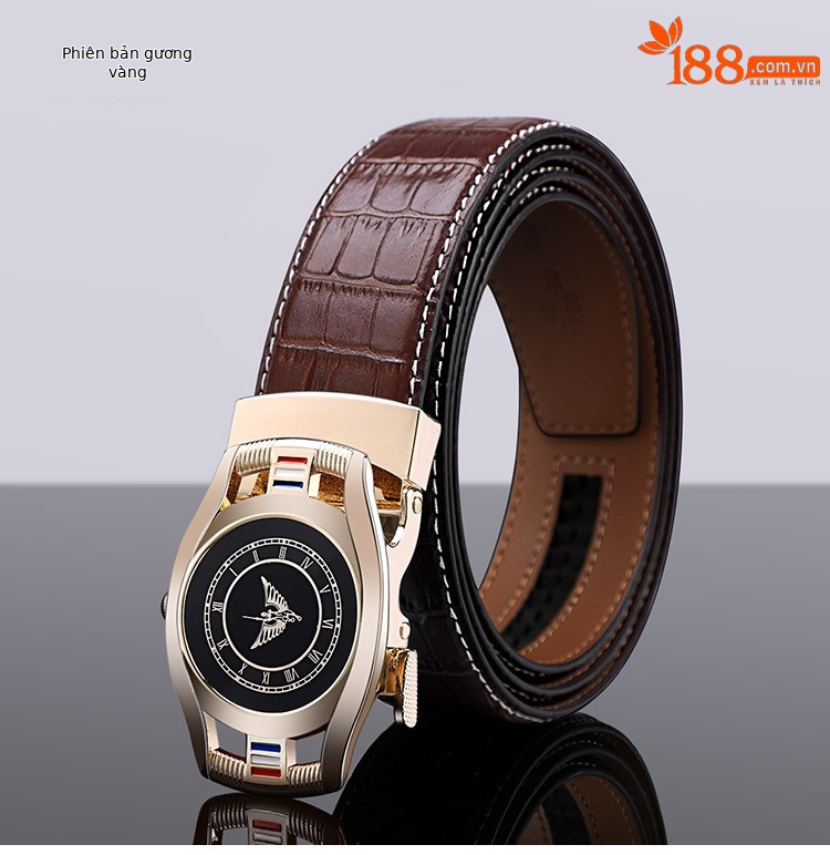 Thắt lưng da nam khóa tự động phong cách Hàn Quốc da bò cá tính dễ phối — 120cm, 130cm, 100cm, 110cm chi tiết 11