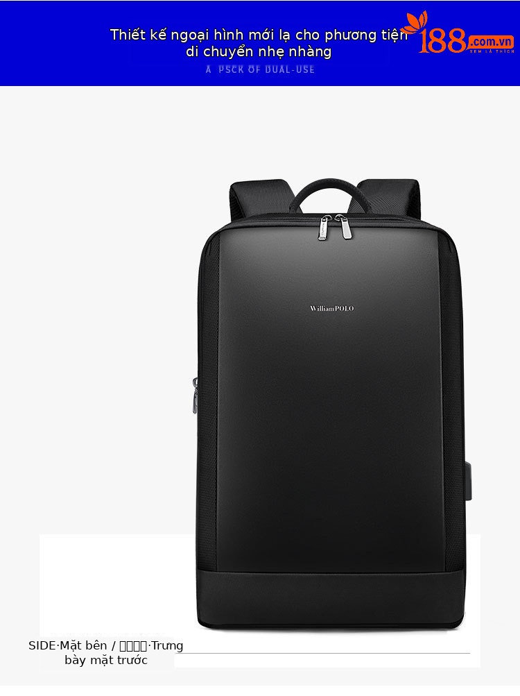 Ba lô nam hoàng đế Paul đựng laptop 15 inch, kiểu dáng đeo vai đơn nhẹ đi làm đa năng chi tiết 8