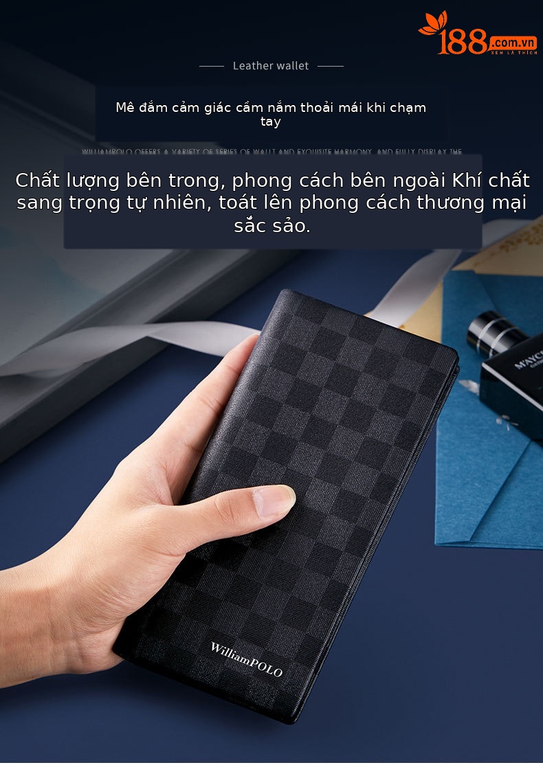 Ví da nam dáng dài Emperor Paul nhiều khe thẻ phong cách công sở chi tiết 2
