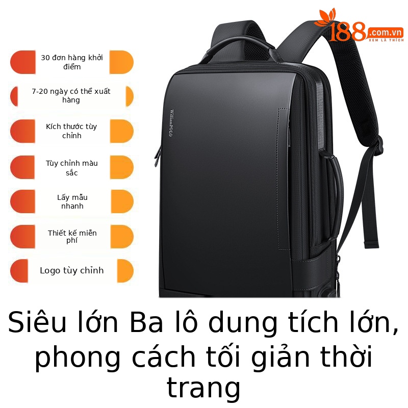 Balo nam công suất lớn đa năng chống nước, đựng laptop 15.6 inch, phù hợp du lịch công sở