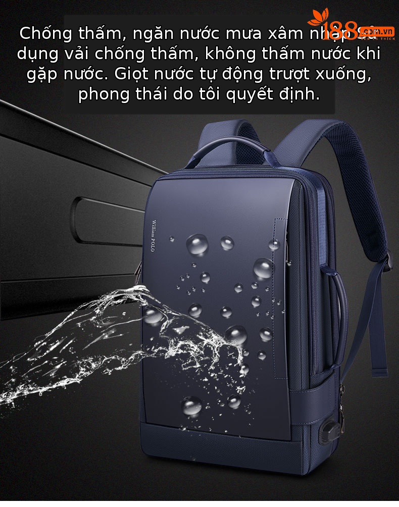 Balo nam công suất lớn đa năng chống nước, đựng laptop 15.6 inch, phù hợp du lịch công sở chi tiết 4