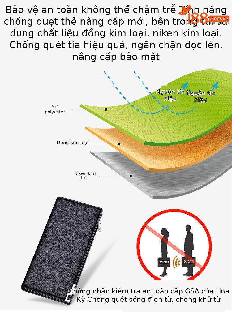 Ví da bò thật nam dài nhiều ngăn thẻ tín dụng Emperor Paul chi tiết 1