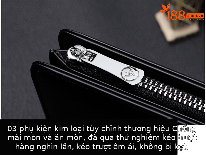 Ví da bò thật nam dài nhiều ngăn thẻ tín dụng Emperor Paul chi tiết 18