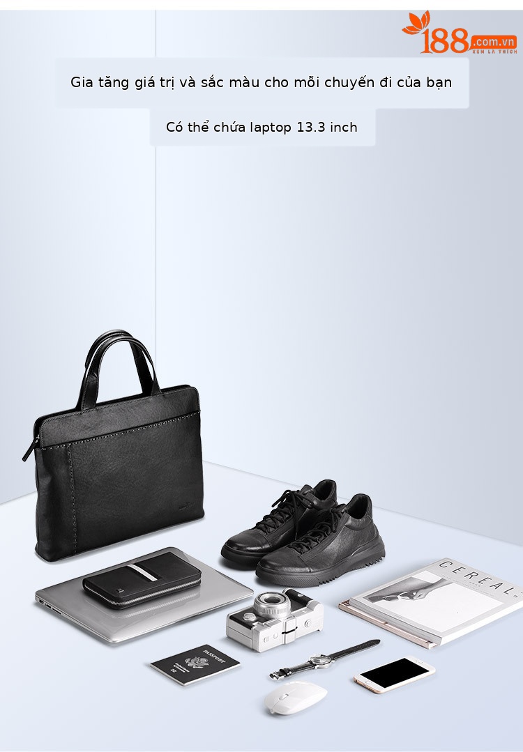 Cặp da nam nhiều ngăn đệm laptop Emperor Paul – túi xách công sở thương hiệu, đựng laptop 15-16 inch, đi làm hằng ngày chi tiết 3