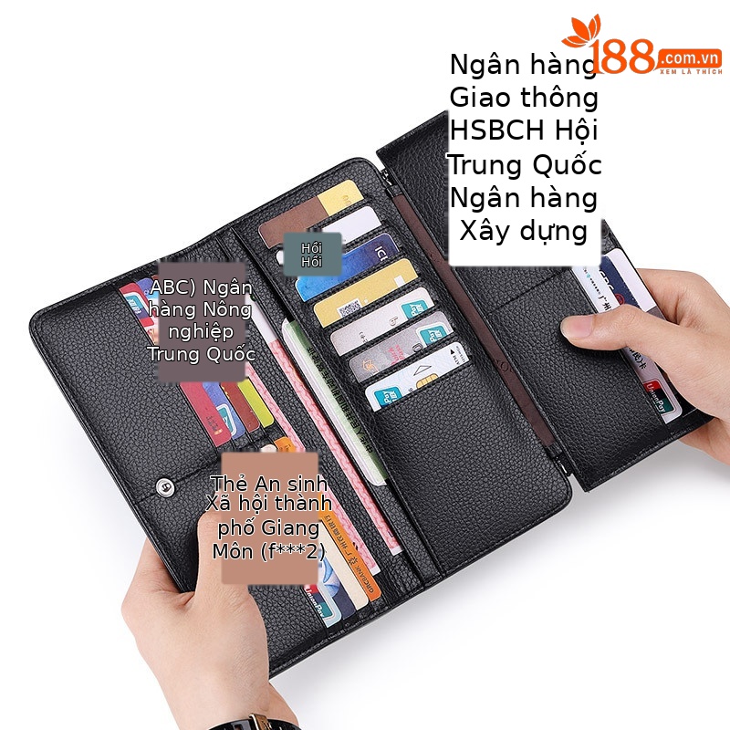 Ví da nam dài nhiều ngăn chống trộm dung tích lớn siêu mỏng