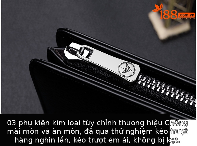 Ví da nam dài nhiều ngăn chống trộm dung tích lớn siêu mỏng chi tiết 22