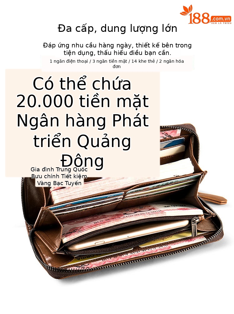 Ví nam da bò thật dài khóa kéo Emperor Paul phong cách công sở cổ điển chi tiết 7