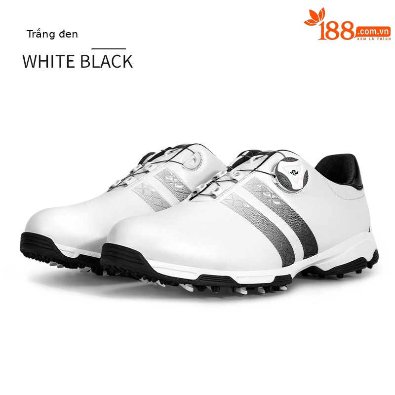Giày golf nam PGM chống nước, đế đinh chống trượt, dây giày xoay tiện lợi — XZ160 trắng đen, XZ160 trắng đỏ, XZ160 Trắng Xanh lục huỳnh quang, XZ160 đen bạc