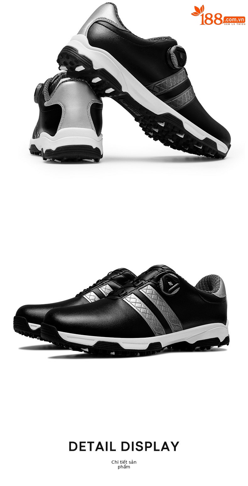 Giày golf nam PGM chống nước, đế đinh chống trượt, dây giày xoay tiện lợi — XZ160 trắng đen, XZ160 trắng đỏ, XZ160 Trắng Xanh lục huỳnh quang, XZ160 đen bạc chi tiết 14