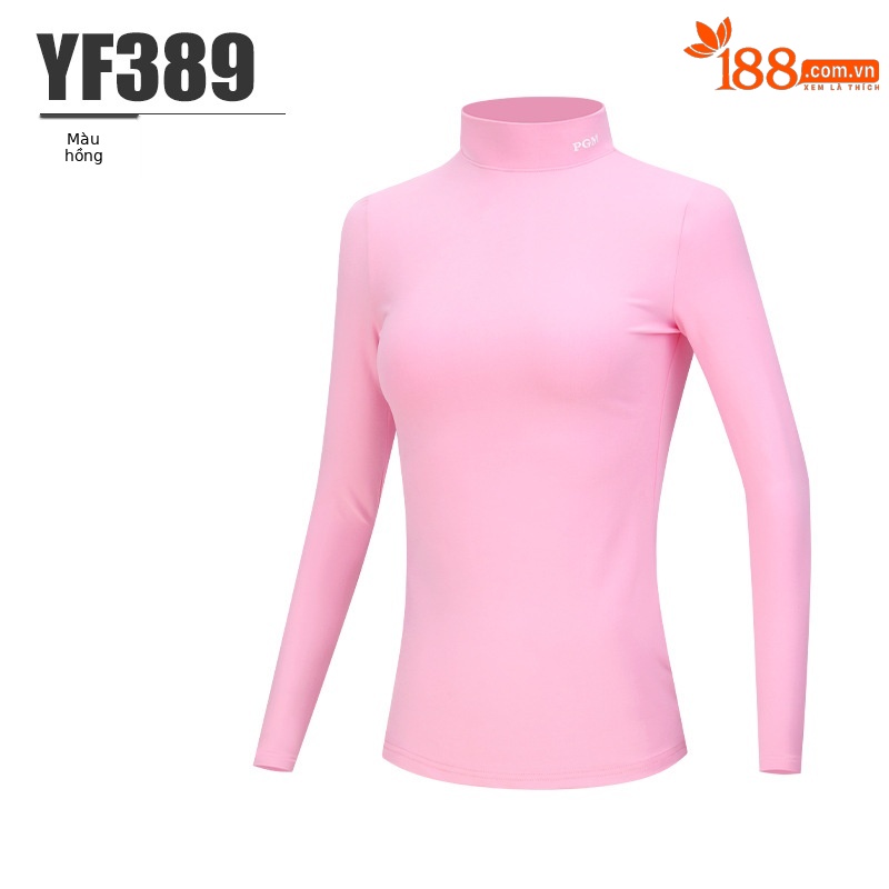 Áo thun dài tay golf nữ PGM mỏng ấm thu đông — YF389 màu hồng, YF389 màu trắng, YF389 màu xám