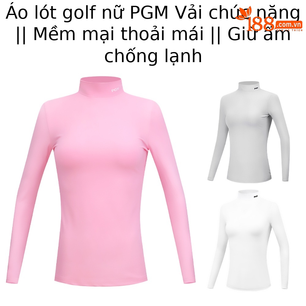 Áo thun dài tay golf nữ PGM mỏng ấm thu đông — YF389 màu hồng, YF389 màu trắng, YF389 màu xám