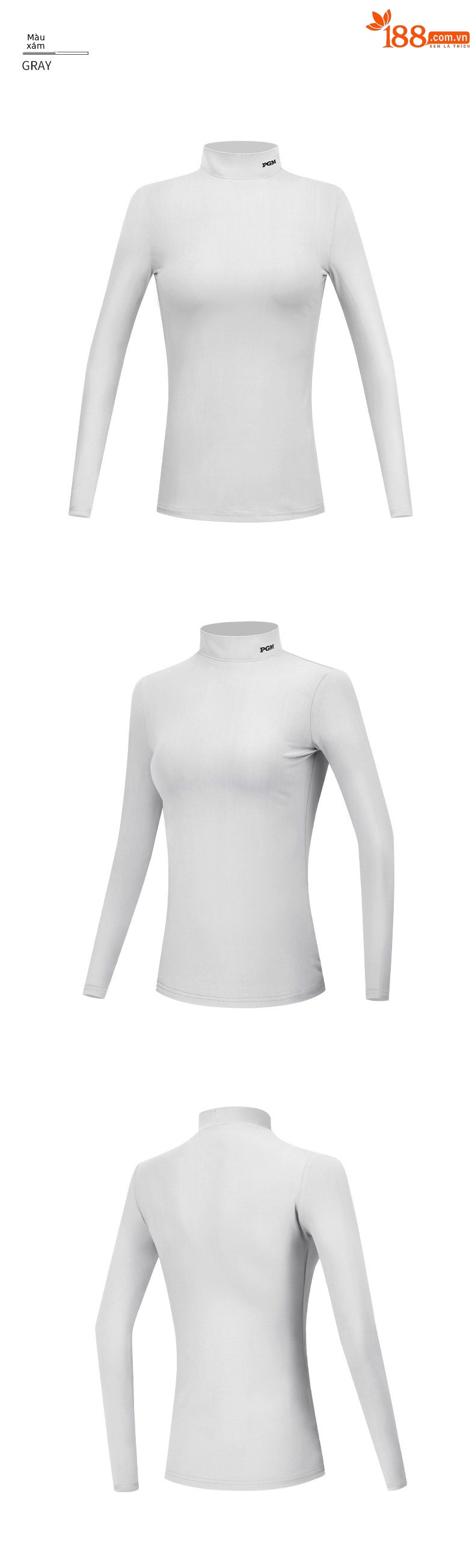 Áo thun dài tay golf nữ PGM mỏng ấm thu đông — YF389 màu hồng, YF389 màu trắng, YF389 màu xám chi tiết 11
