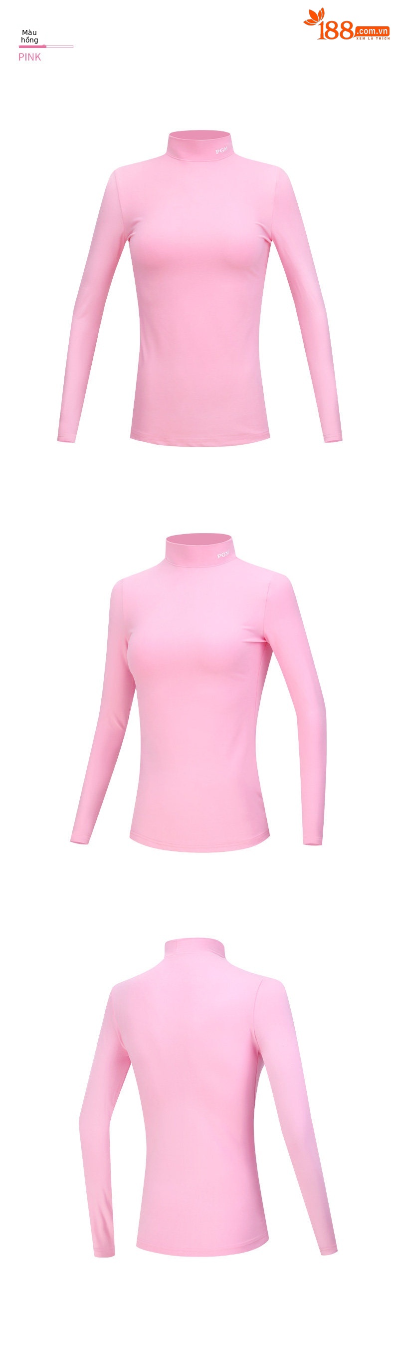 Áo thun dài tay golf nữ PGM mỏng ấm thu đông — YF389 màu hồng, YF389 màu trắng, YF389 màu xám chi tiết 12