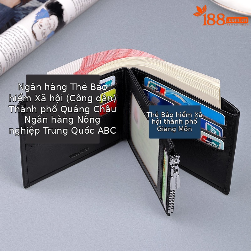 Ví ngắn nam da bò thật Hoàng Đế Paul gập mini