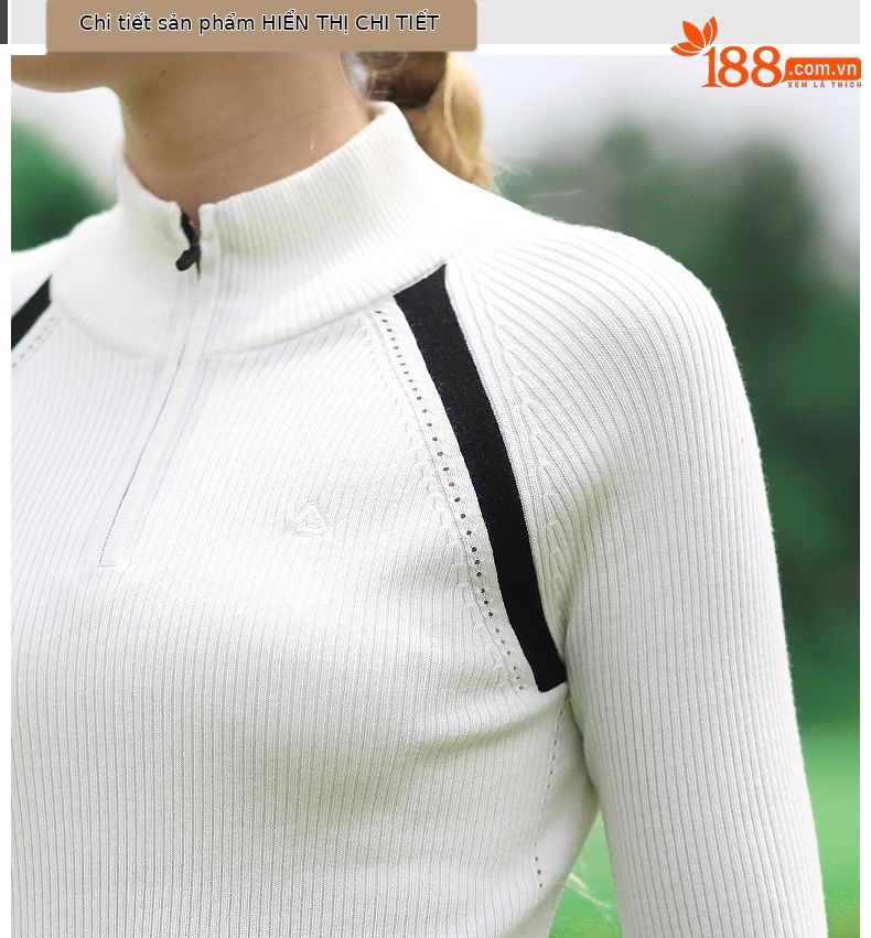 Áo len golf nữ dài tay ấm áp mùa thu đông — YF353 nữ len dài tay màu đen, YF353 nữ len dài tay màu trắng chi tiết 10