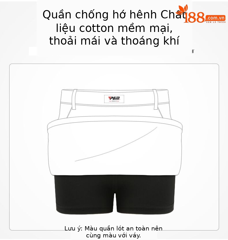 Chân váy golf nữ ngắn chống lộ quần lót PGM QZ065 — Váy nữ QZ065 màu đen, Váy nữ QZ065 Màu Đỏ chi tiết 14
