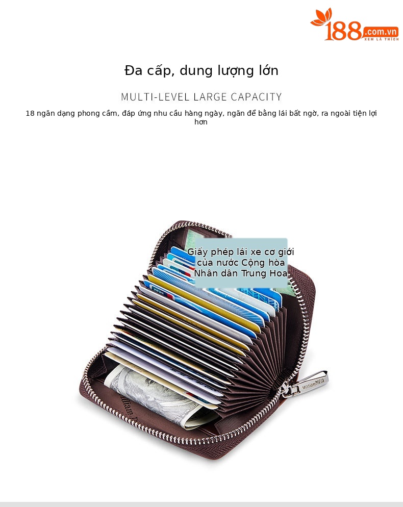 Ví da nam Emperor Paul dài nhiều khe thẻ da bò lớp 1 mới 2020 chi tiết 3