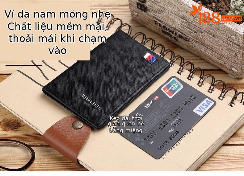 Ví card holder nam da bò siêu mỏng chống khử từ chi tiết 1