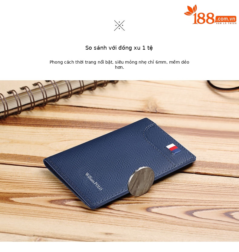 Ví card holder nam da bò siêu mỏng chống khử từ chi tiết 2