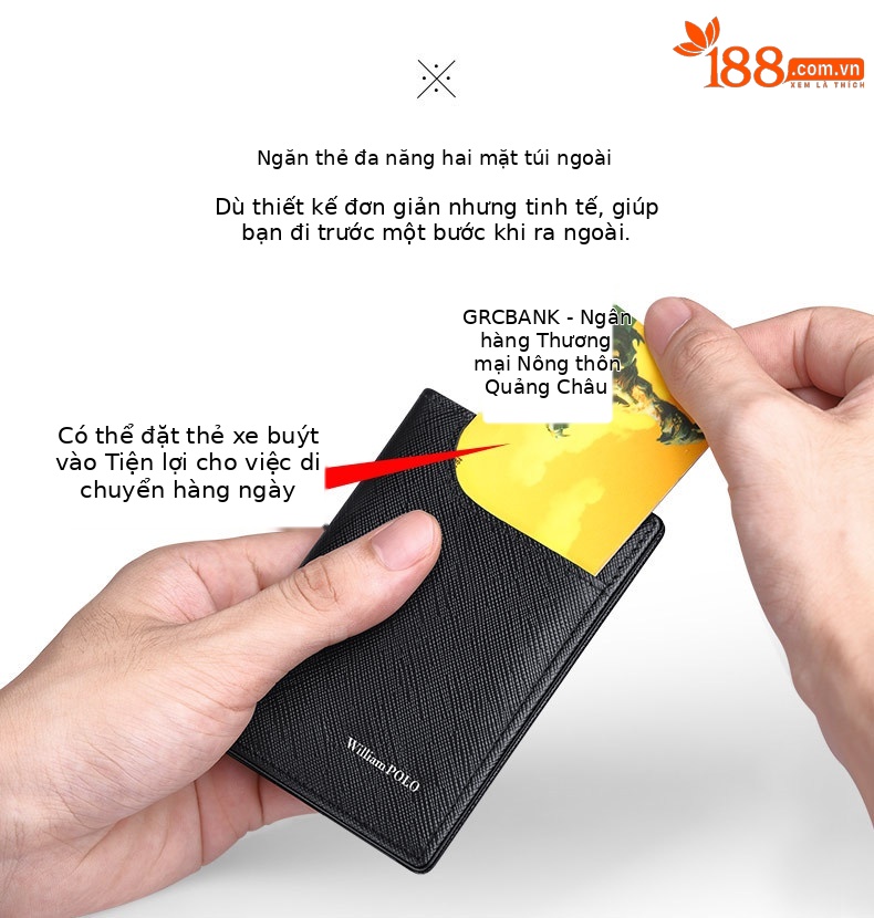 Ví card holder nam da bò siêu mỏng chống khử từ chi tiết 3