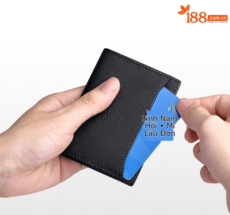 Ví card holder nam da bò siêu mỏng chống khử từ chi tiết 4