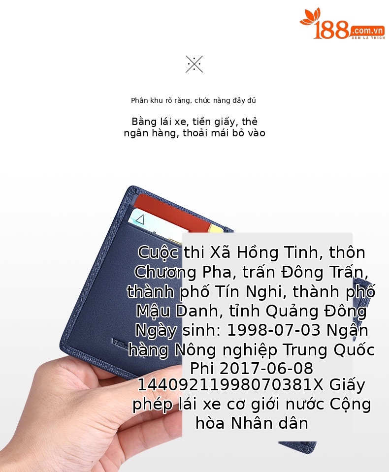 Ví card holder nam da bò siêu mỏng chống khử từ chi tiết 5