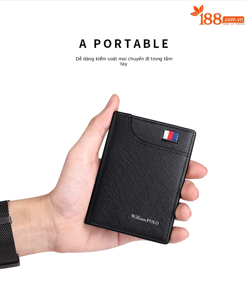 Ví card holder nam da bò siêu mỏng chống khử từ chi tiết 7