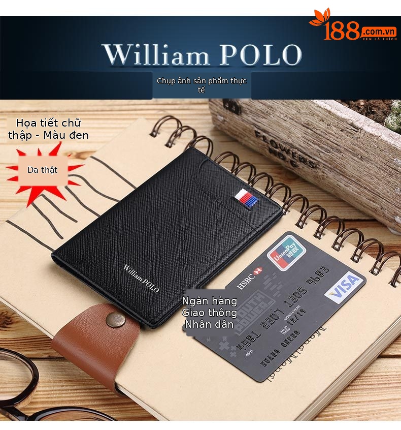 Ví card holder nam da bò siêu mỏng chống khử từ chi tiết 10