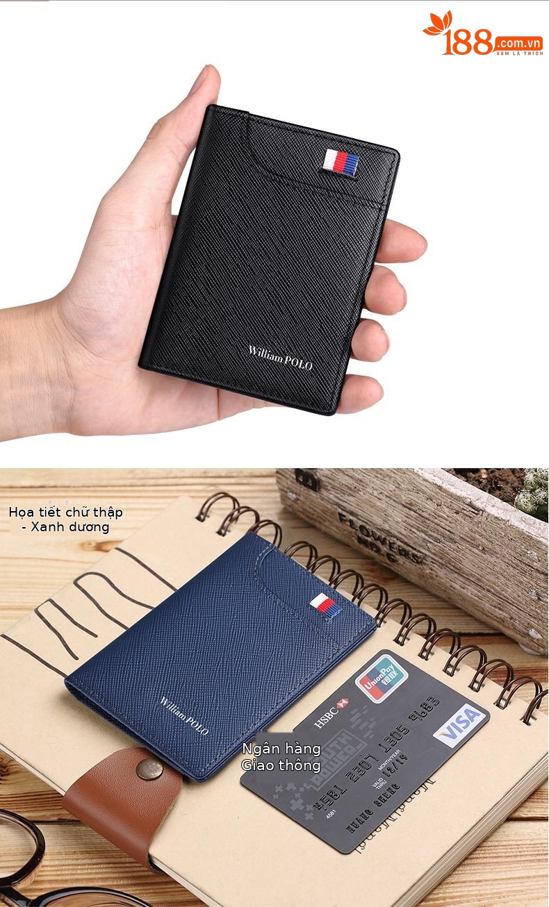 Ví card holder nam da bò siêu mỏng chống khử từ chi tiết 12