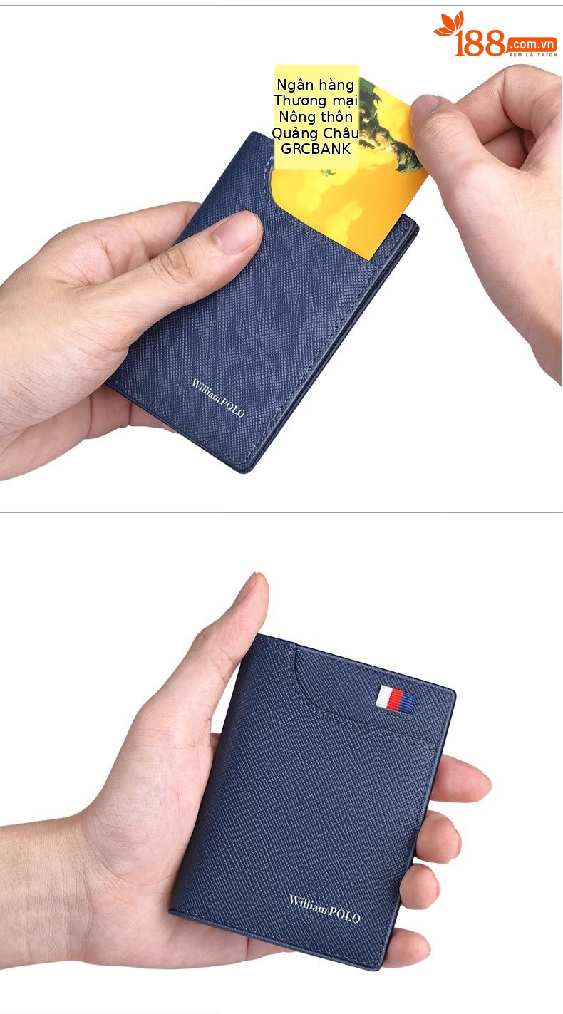Ví card holder nam da bò siêu mỏng chống khử từ chi tiết 22